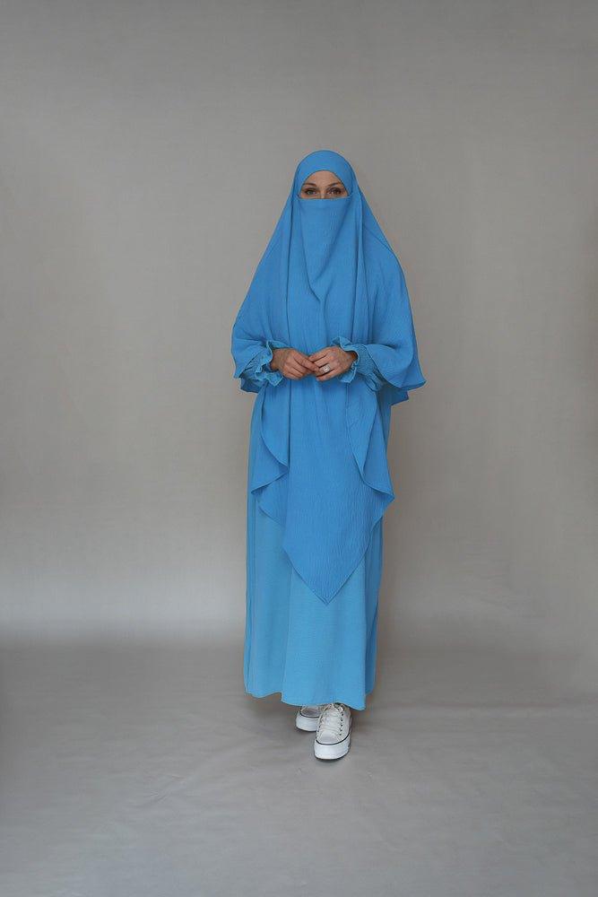 Light Blue prayer gown umrah abaya dress non-wrinkling - ANNAH HARIRI