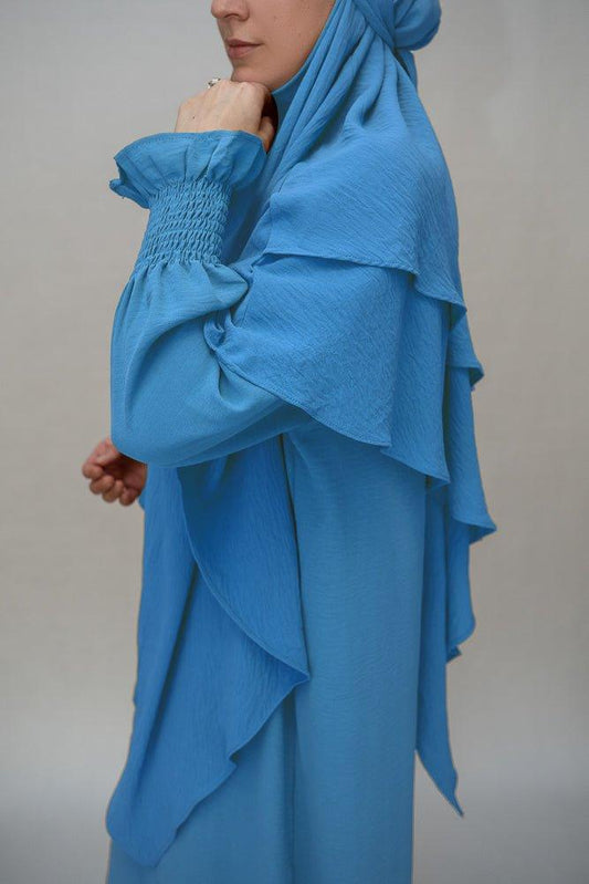 Light Blue Two layer khimar niqab feature - ANNAH HARIRI