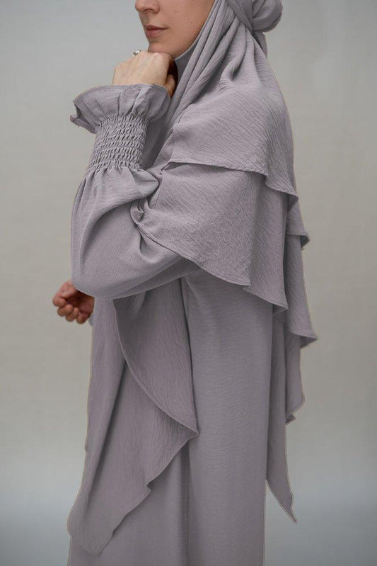 Light Gray Two layer khimar niqab feature - ANNAH HARIRI