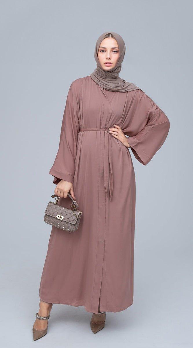 Lovenia Open front abaya and belt - ANNAH HARIRI