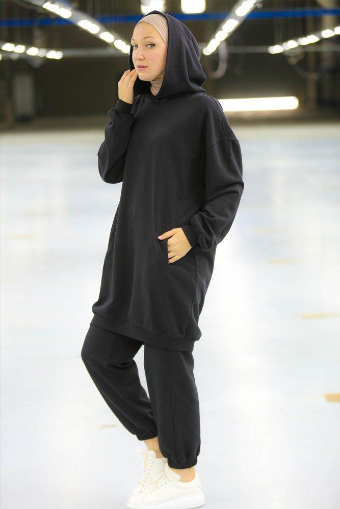 Maxi Black Sweatshirt Set - ANNAH HARIRI