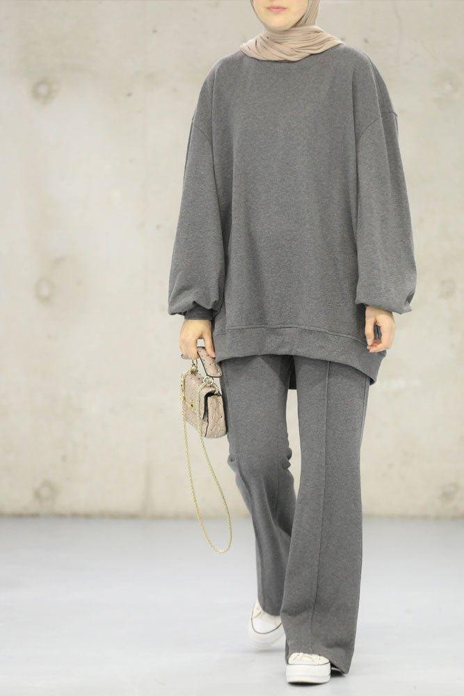 Midi Grey Sweatshirt Set - ANNAH HARIRI