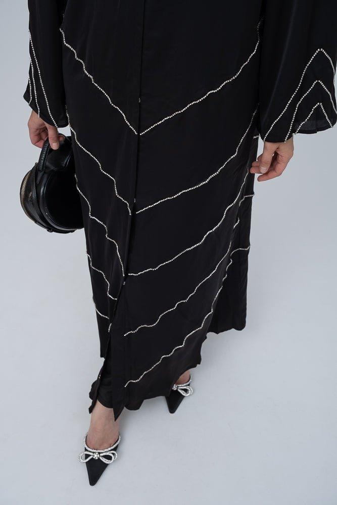 Mira sparkle abaya with crystals details in black for Eid special occasion - ANNAH HARIRI