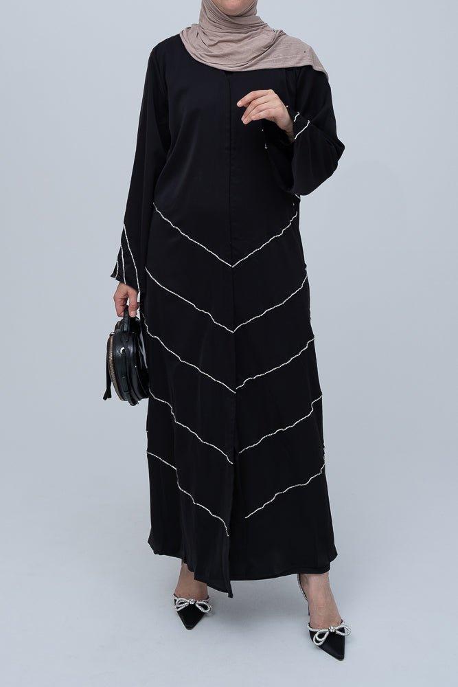 Mira sparkle abaya with crystals details in black for Eid special occasion - ANNAH HARIRI