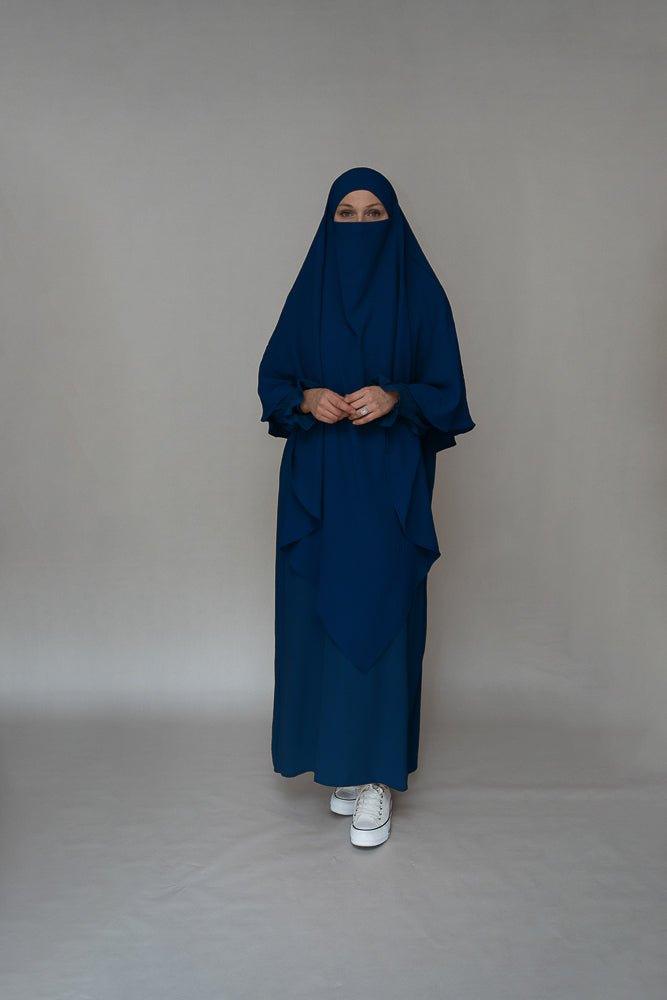 Navy Two layer khimar in niqab feature - ANNAH HARIRI