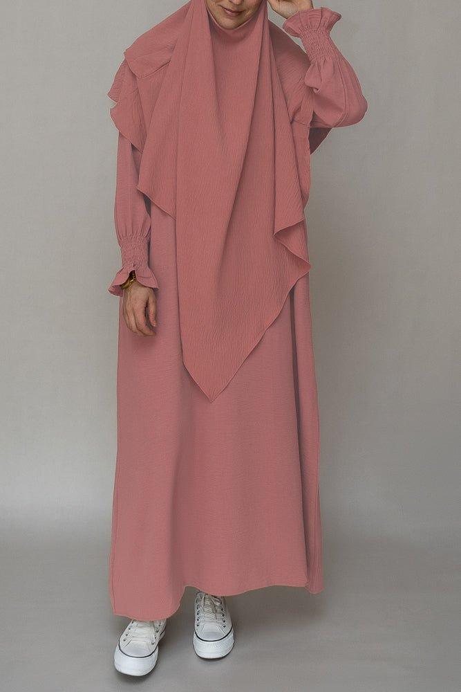 Pinky prayer gown umrah abaya dress non-wrinkling - ANNAH HARIRI