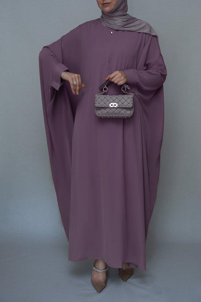 Purple Batwing sleeve abaya for Hajj Umrah Prayer Dress For Women - ANNAH HARIRI