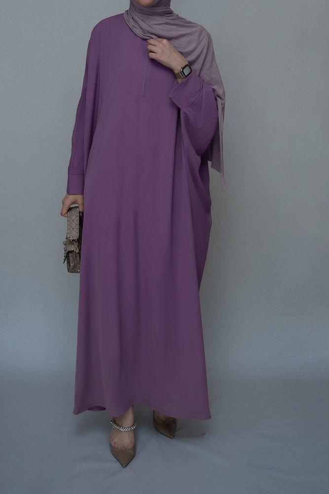 Purple Batwing sleeve abaya for Hajj Umrah Prayer Dress For Women - ANNAH HARIRI