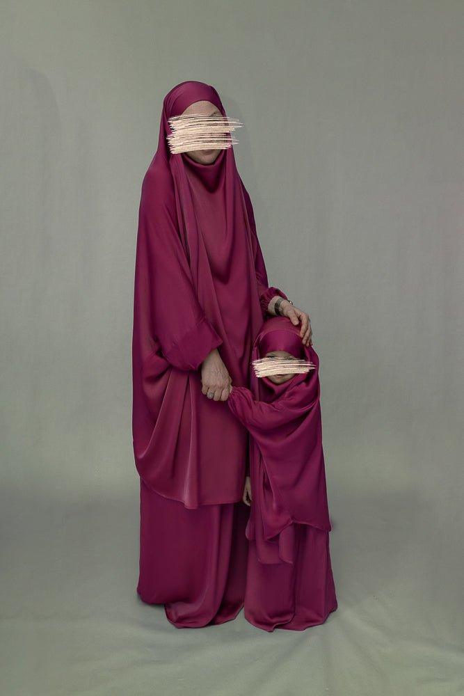 Purple KIDS prayer gown from "Mommy and me prayer khimar collection - ANNAH HARIRI