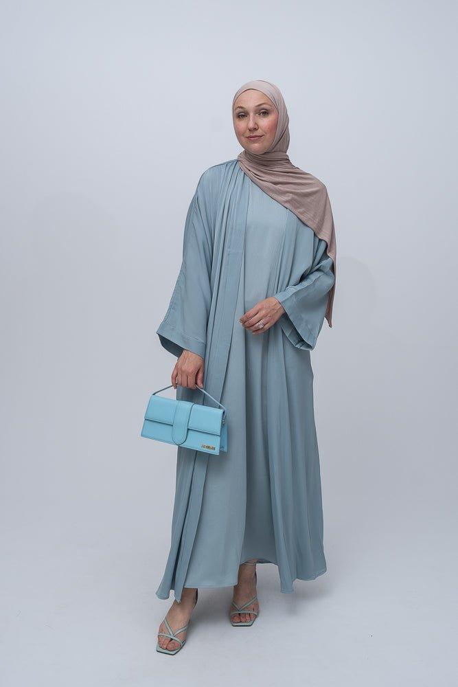Slip sleeveless dress for Lovenia open front abaya in Light Green - ANNAH HARIRI