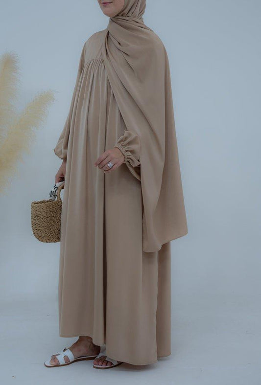 Sophie modest loose dress with pockets and elasticated wrist band - ANNAH HARIRI