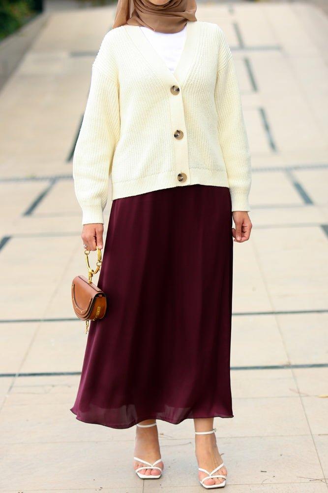 Starri satin maxi skirt in burgundy - ANNAH HARIRI