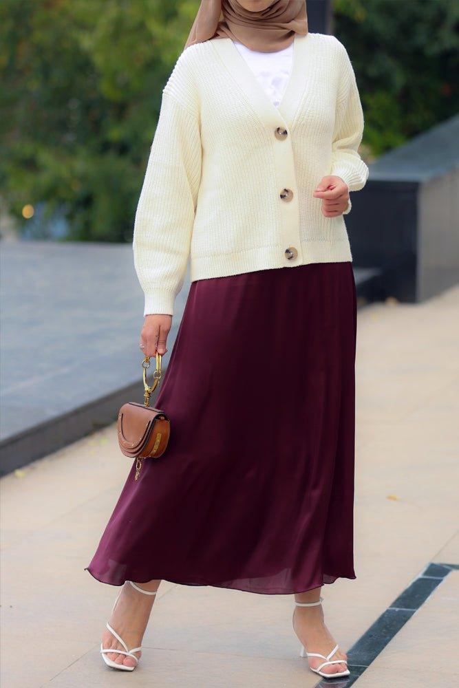 Starri satin maxi skirt in burgundy - ANNAH HARIRI