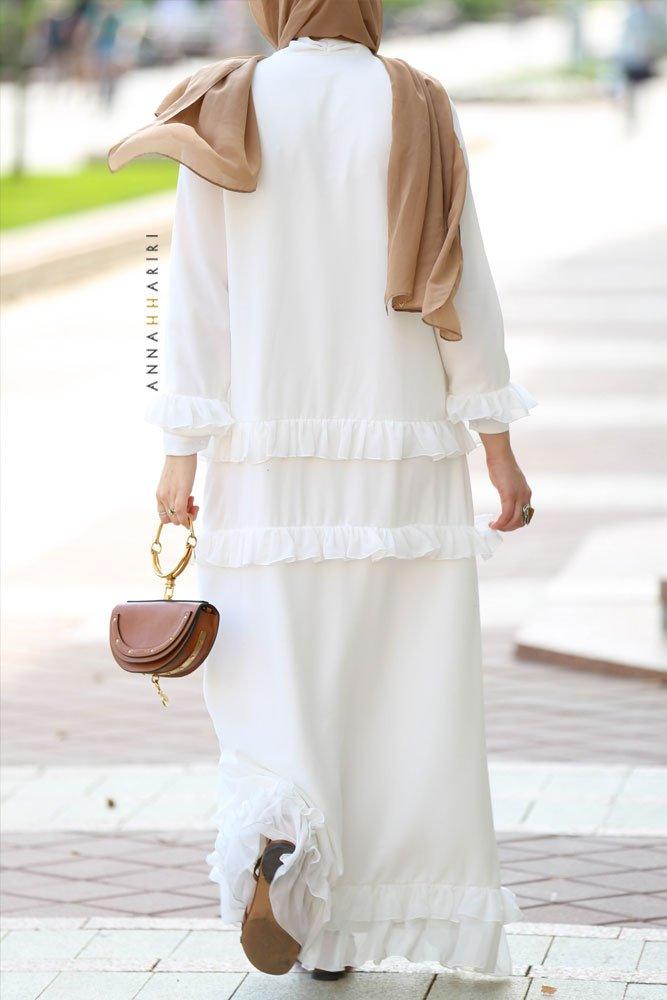 White Modest Dress - ANNAH HARIRI