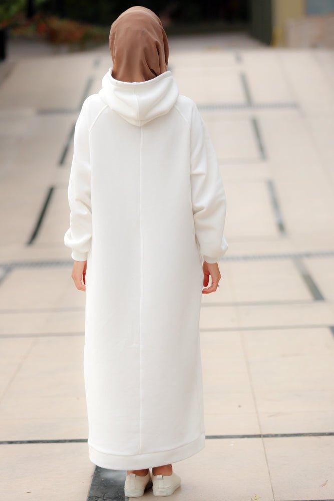 White oversized hoodie sweatshirt dress in maxi length - ANNAH HARIRI