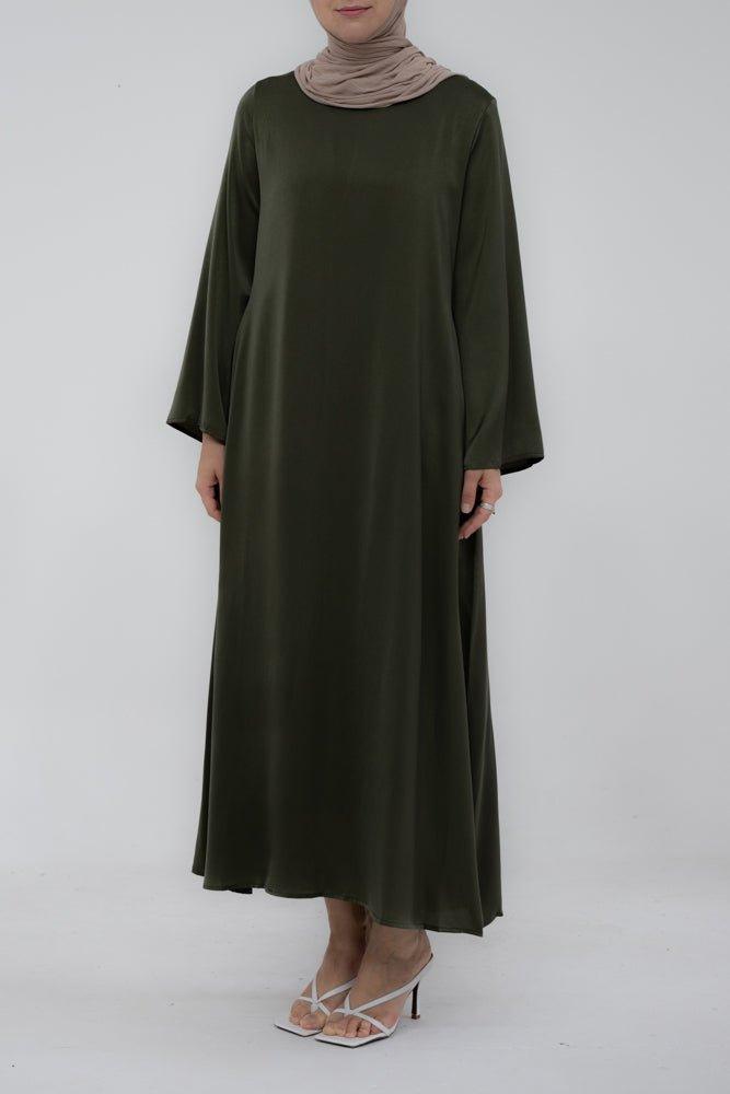 Yasmin Slip dress maxi length with a detachable belt and kimono sleeves - ANNAH HARIRI